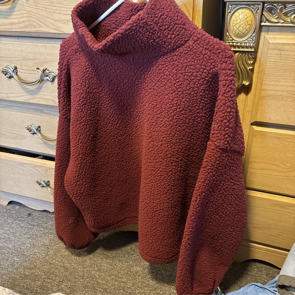 Cozy Red Sherpa Pullover